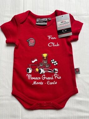 NWT- Monaco Grand Prix Monte Carlo 'Fan Club' Baby Onesie Size 3m
